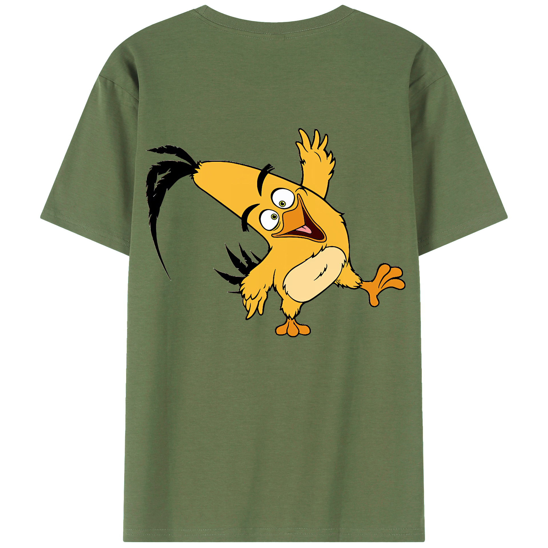 （画像用） Angry Birds アングリーバード 綿100％ メンズ半袖Tシャツ（バックプリント） 通気性